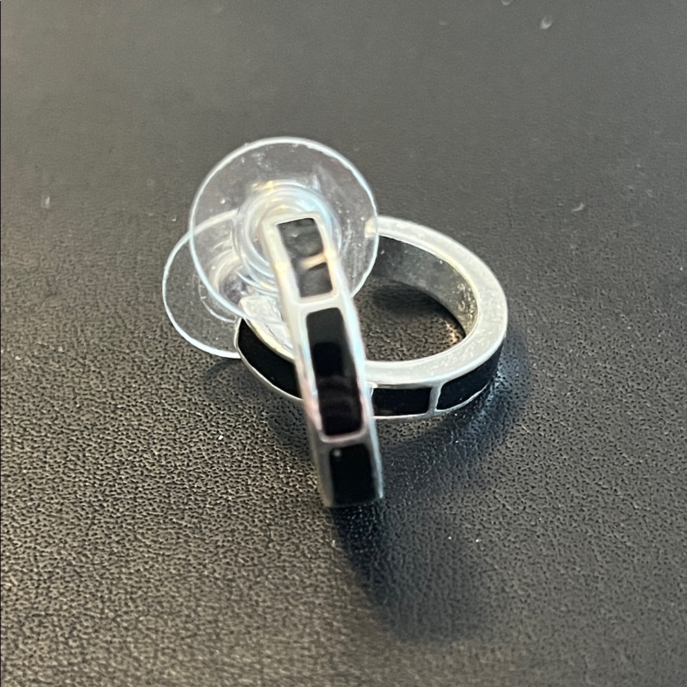 Black and Silver Hoop Earrings